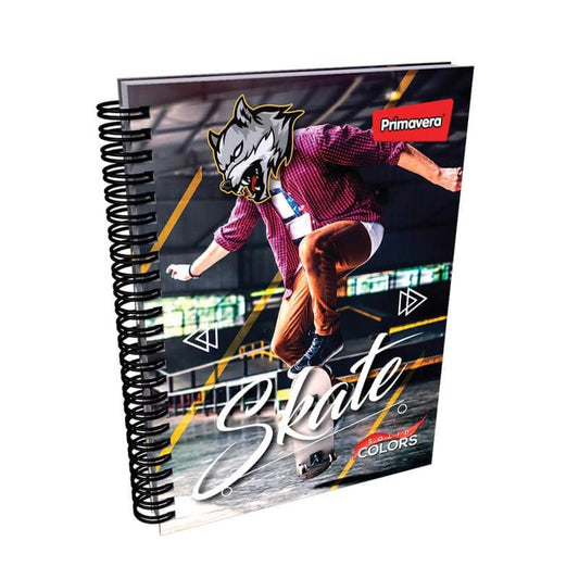 Agenda argollada pasta dura 7 MATERIAS MASCULINO pequeño SOLID COLOR LOBO PATINETA CUADRICULADO
