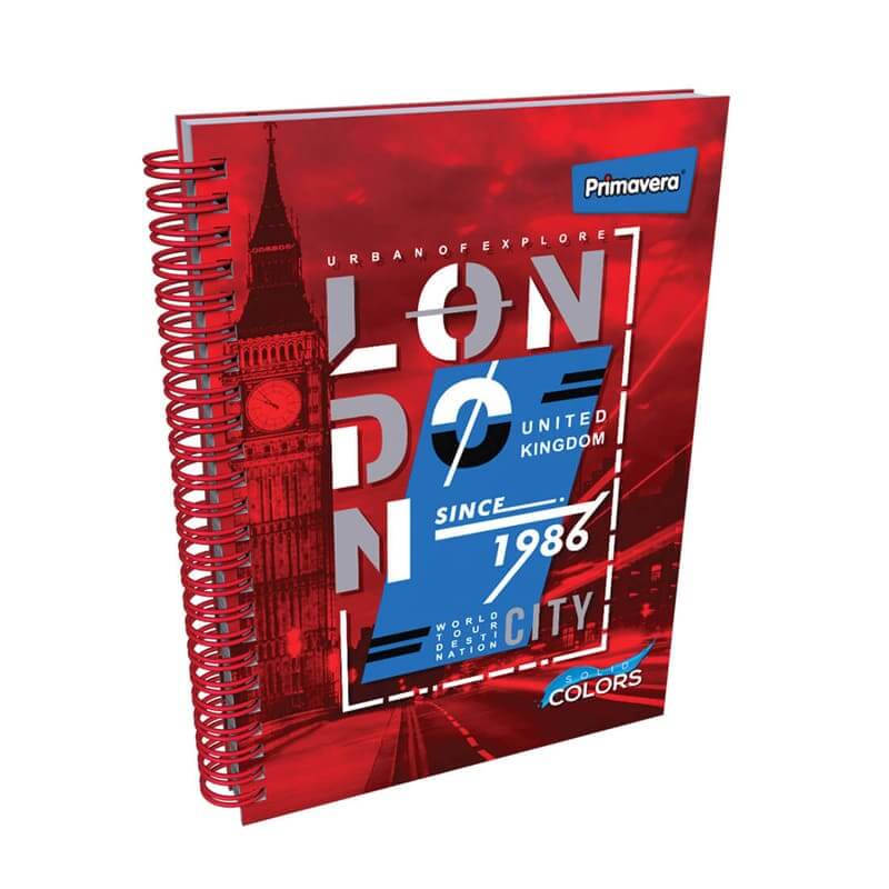 Agenda argollada pasta dura 7 MATERIAS MASCULINO pequeño SOLID COLOR LONDON CUADRICULADO