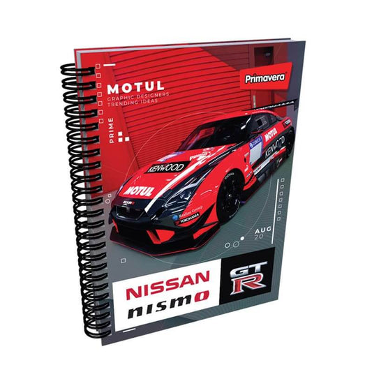 Agenda argollada pasta dura 7 MATERIAS MASCULINO pequeño SOLID COLOR NISSAN NISMO MOTUL CUADRICULADO