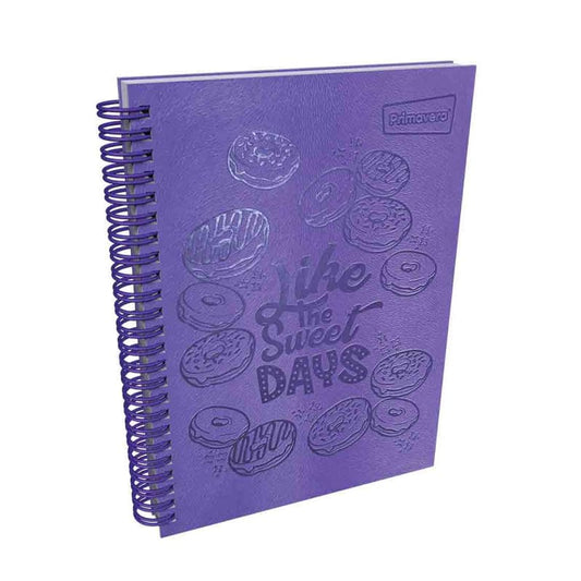Agenda argollada pasta dura 7 MATERIAS FEMENINO pequeño TEXTURA MATE MORADO CUADRICULADOS