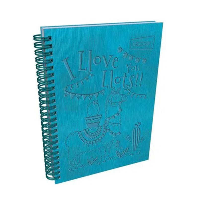 Agenda argollada pasta dura 5 MATERIAS FEMENINO pequeño TEXTURA MATE AZUL CUADRICULADO