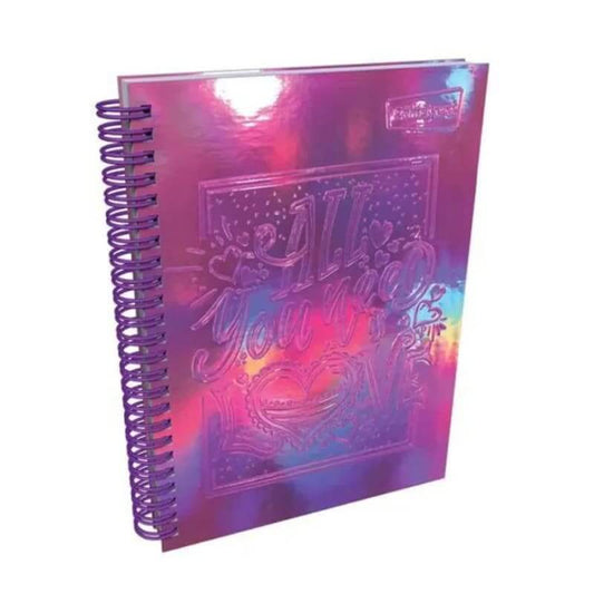 Agenda argollada pasta dura 7 MATERIAS FEMENINO pequeño TEXTURA METALIZADO ROSADO CUADRICULADOS