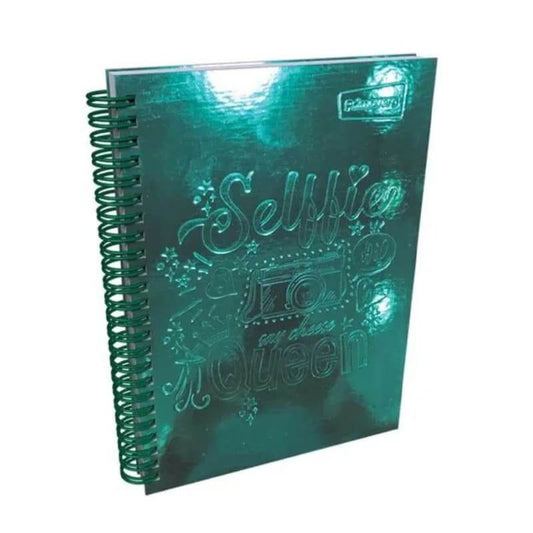Agenda argollada pasta dura 7 MATERIAS FEMENINO pequeño TEXTURA METALIZADO VERDE CUADRICULADOS