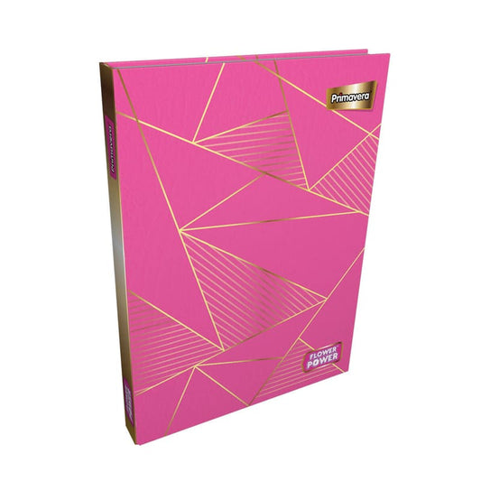 Agenda cosida pasta dura 5 MATERIAS FEMENINO pequeño ROSADO CON LINEAS DORADAS CUADRICULADO