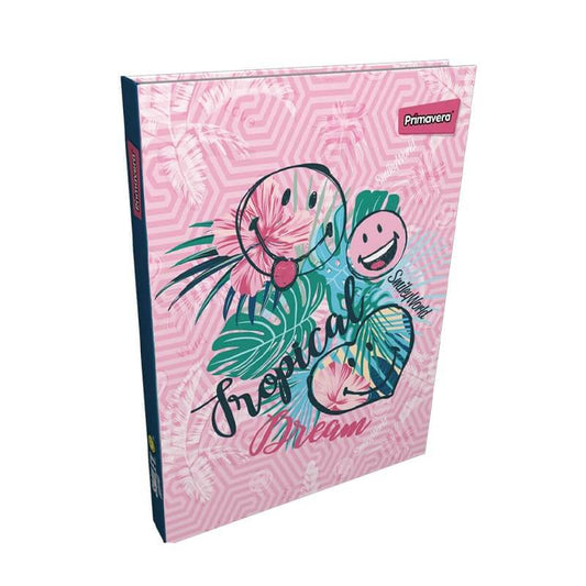 Agenda cosida pasta dura 5 MATERIAS FEMENINO pequeño TROPICAL EMOJI CUADRICULADO