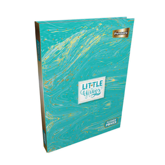 Agenda cosida pasta dura 5 MATERIAS FEMENINO pequeño AZUL CON DORADO CUADRICULADO