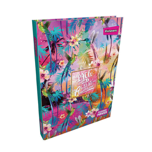 Agenda cosida pasta dura 5 MATERIAS FEMENINO pequeño FLOWER POWER FLORES CUADRICULADO