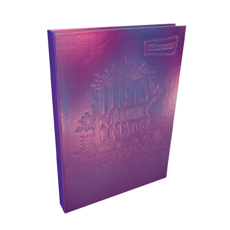 Agenda cosida pasta dura 7 MATERIAS FEMENINO pequeño METALIZADO ENJOY FUCSIA