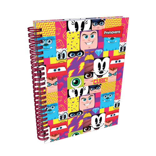 Agenda Argollada pasta dura 5 MATERIAS UNISEX pequeño DISNEY CUBE CUADRICULADO
