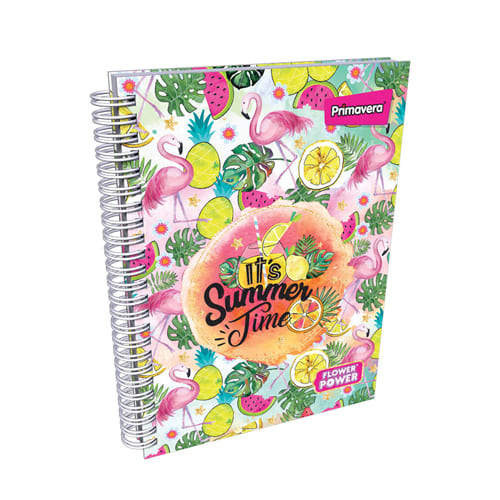 Agenda Argollada pasta dura 5 MATERIAS FEMENINO pequeño FLOWER POWER ITS SUMMER TIME CUADRICULADO