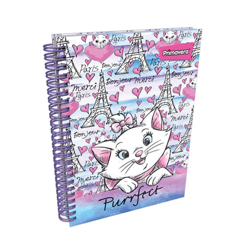 Agenda Argollada pasta dura 5 MATERIAS FEMENINO pequeño GATICA BLANCA CUADRICULADO