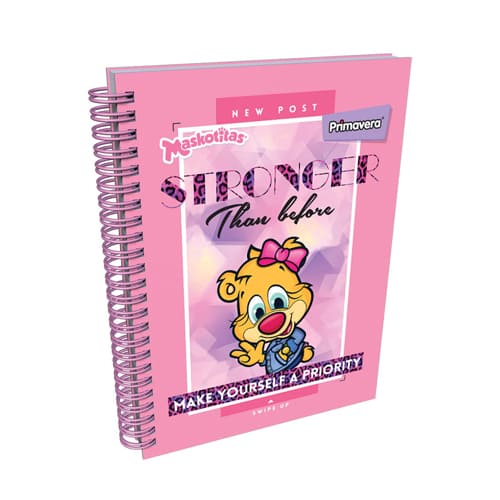 Agenda Argollada pasta dura 5 MATERIAS FEMENINO pequeño MASKOTICAS CUADRICULADO
