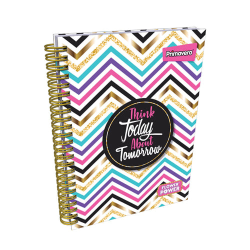 Agenda Argollada pasta dura 5 MATERIAS FEMENINO pequeño FLOWER POWER THINK TODAY CUADRICULADO