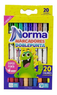 Plumones norma doble punta PUNTA GRUESA X20 colores