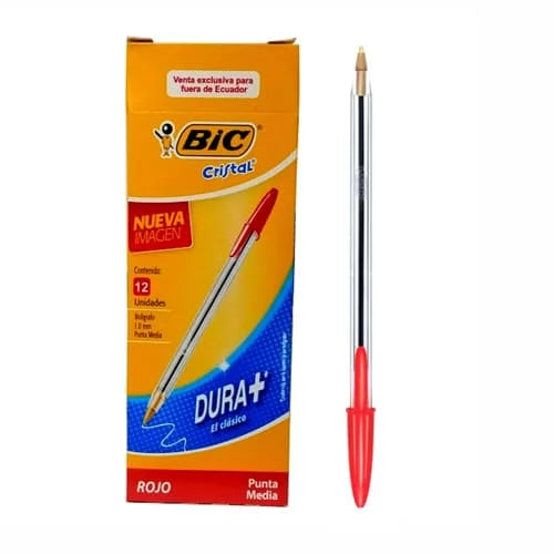 Caja x12 Esfero BIC Dura Color Rojo