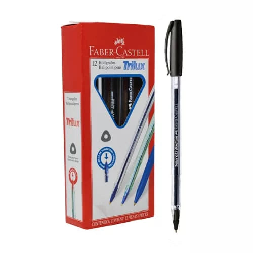 Caja x12 Esfero FABER CASTELL TRILUX Color Negro