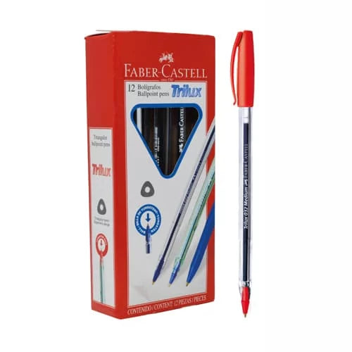 Caja x12 Esfero FABER CASTELL TRILUX Color Rojo