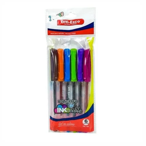 Set x6 Esfero en gel 0,7mm -INKREIBLE OFFIESCO- Colores