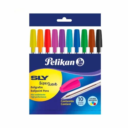 Paquete x10 Esfero super suave SLY 0,7mm -PELIKAN- Colores