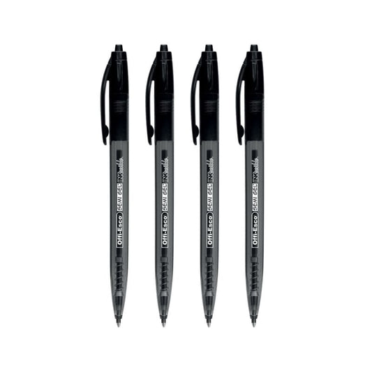 Set x4 Esfero semi-gel retractil 0.7mm -OFFIESCO- Color Negro