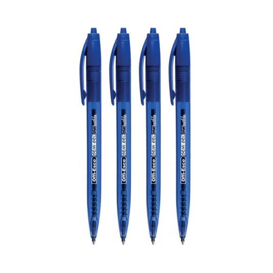 Set x4 Esfero semi-gel retractil 0.7mm -OFFIESCO- Color Azul