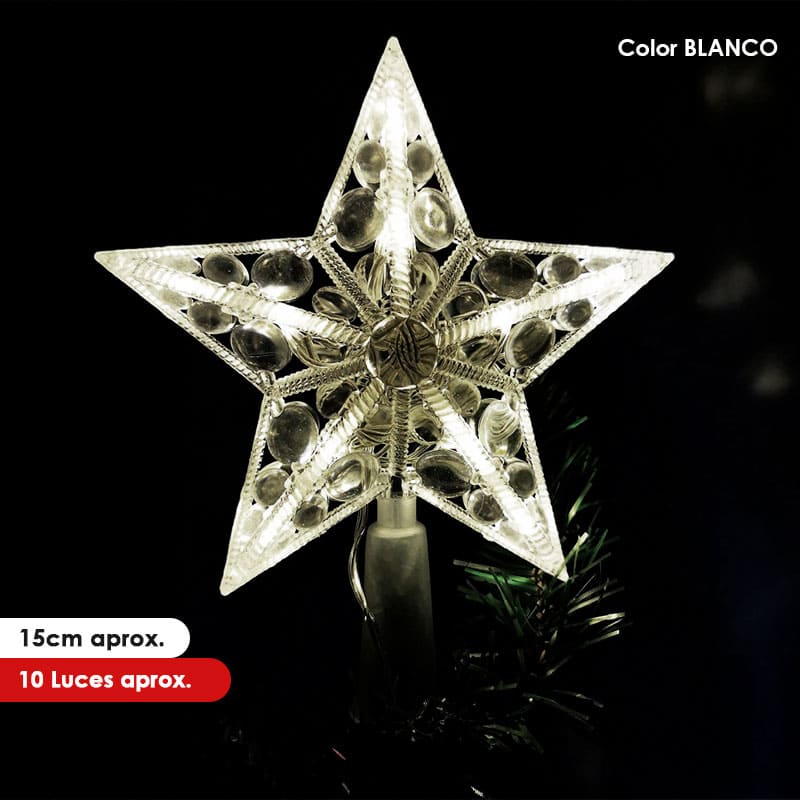 Estrella LED para árbol color Blanca 15cm aprox.