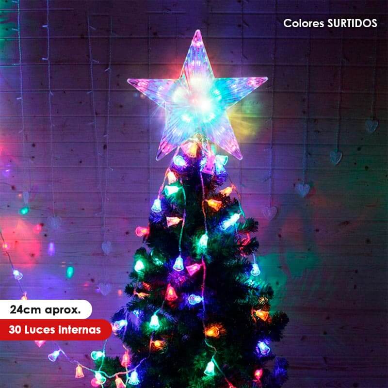 Estrella LED para árbol colores Surtidos 24cm aprox.
