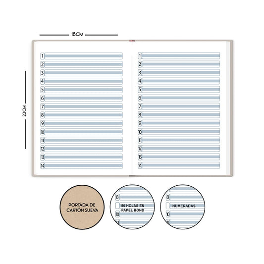Cuaderno cosido grande de 50 hojas ferrocarril 23CM X 18 #NIÑOFAMA
