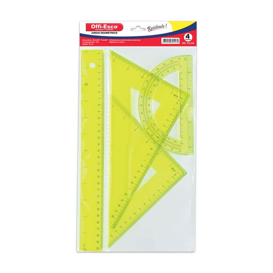 Juego de escuadras x4 plástico duro OFFIESCO