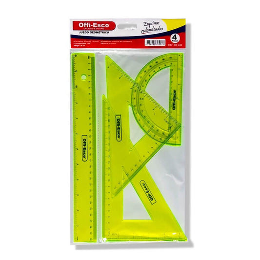 Juego de escuadra x4 plástico duro OFFIESCO