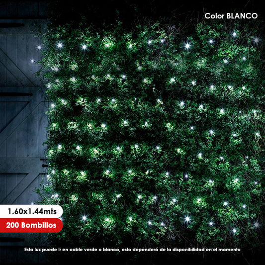 Luz LED Malla navideña de 1.60 x 1.44mtrs x300 Bombillos Color Blanco