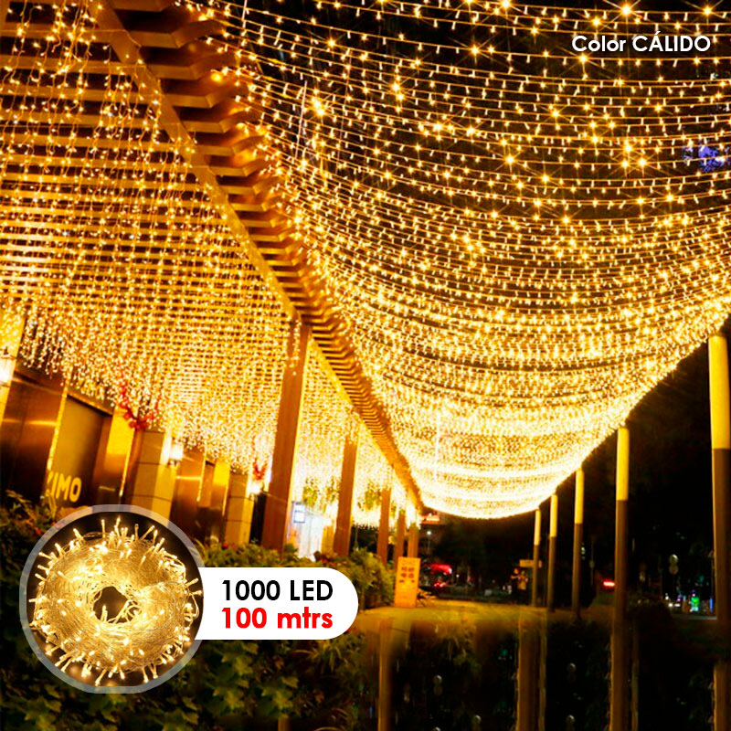 Luz LED lineal navideña cable de 100mtrs x1000 Bombillos Cálida