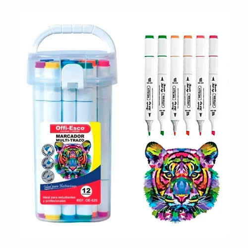 Marcadores MULTI-TRAZO -OFFIESCO- x 12 Colores