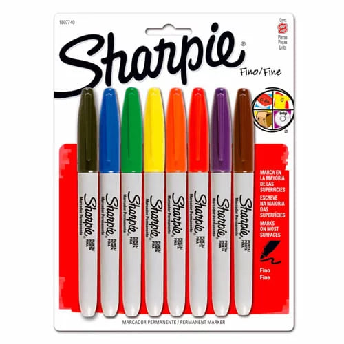 Marcadores Sharpie permanentes x 8 Colores diferentes