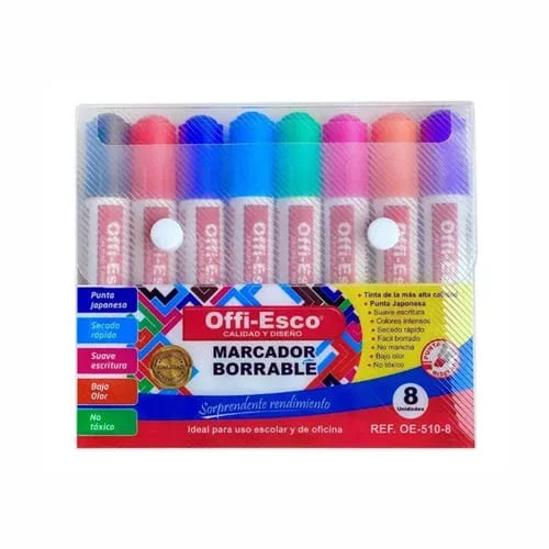 Marcadores borrables -OFFIESCO- Estuche x8