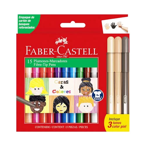 Plumones Caras y colores -FABER CASTELL- X15 Colores
