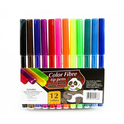 Plumones PANDA -COLOR FIBRE TIP PENS- X12 Colores