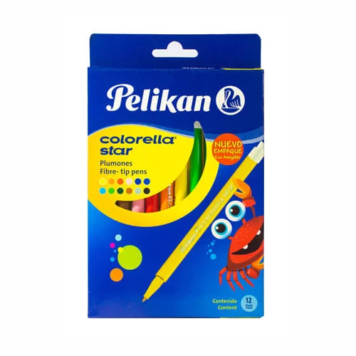 Plumones colorella star 0,8mm -PELIKAN- X12 Colores