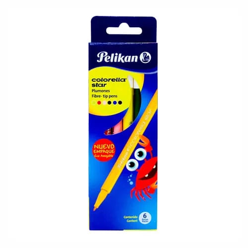 Plumones colorella star -PELIKAN- X6 Colores