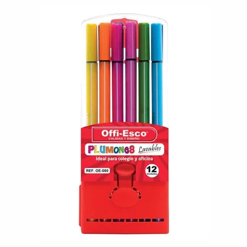 Plumones lavables -OFFIESCO- X12 Colores