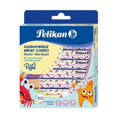 Plumones pastel -PELIKAN- x8 Colores