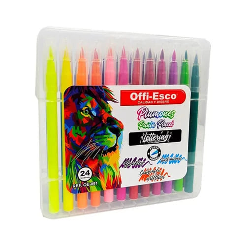 Plumones punta pincel -OFFIESCO- x 24 Colores