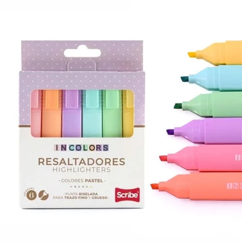Resaltadores INCOLOR SCRIBE x6 Colores diferentes