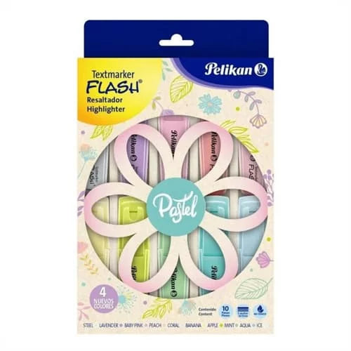 Resaltadores PELIKAN Pastel FLOR x10 Colores diferentes