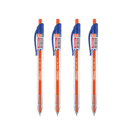 Set x4 Boligrafo semi gel 0.7m retráctil TRAZO FINO Azul
