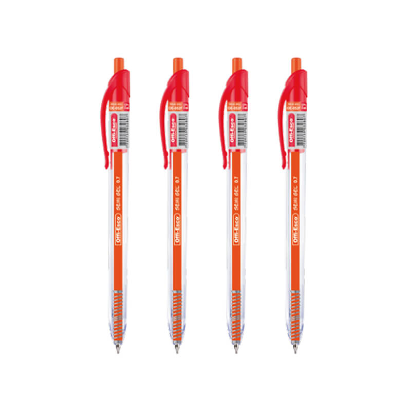 Set x4 Boligrafo semi gel 0.7m retráctil TRAZO FINO Rojo