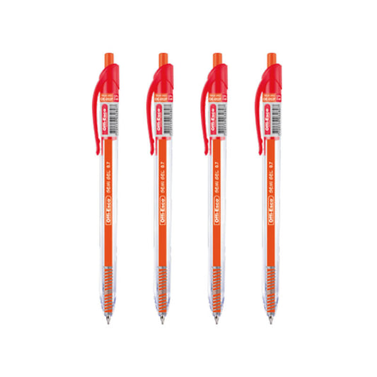 Set x4 Boligrafo semi gel 0.7m retráctil TRAZO FINO Rojo