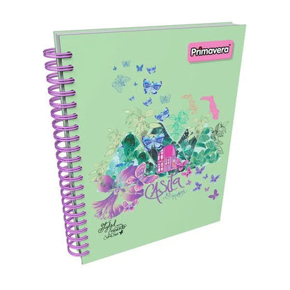 Agenda Argollada grande 5 MATERIAS FEMENINO pasta dura ENCANTO CASITA CUADRICULADO