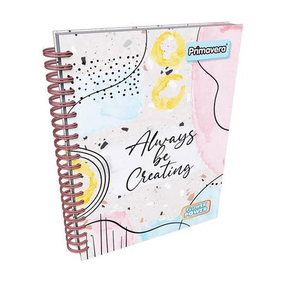 Agenda Argollada grande 5 MATERIAS FEMENINO pasta dura FLOWER POWER ALWAYS BE CREATING CUADRICULADO