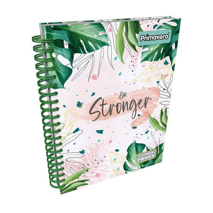 Agenda Argollada grande 5 MATERIAS FEMENINO pasta dura  FLOWER POWER BE STRONGER CUADRICULADO